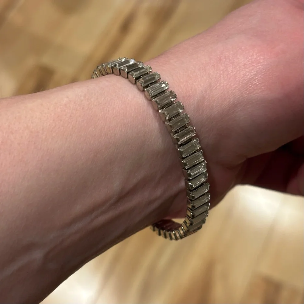 Touchstone Crystal Luxe Silver Night Stretch Bracelet Baguette Crystal - Picture 9 of 10